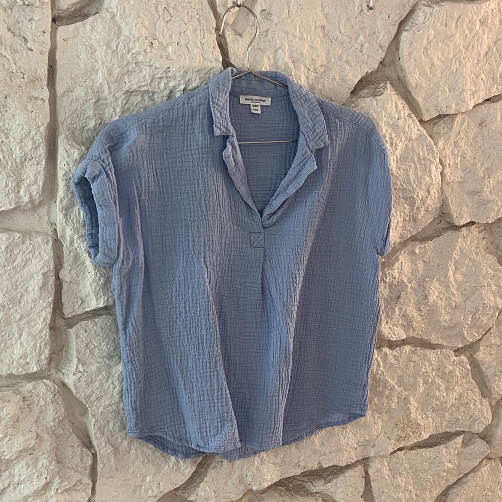 beachlunchlounge Light Blue Textured Blouse